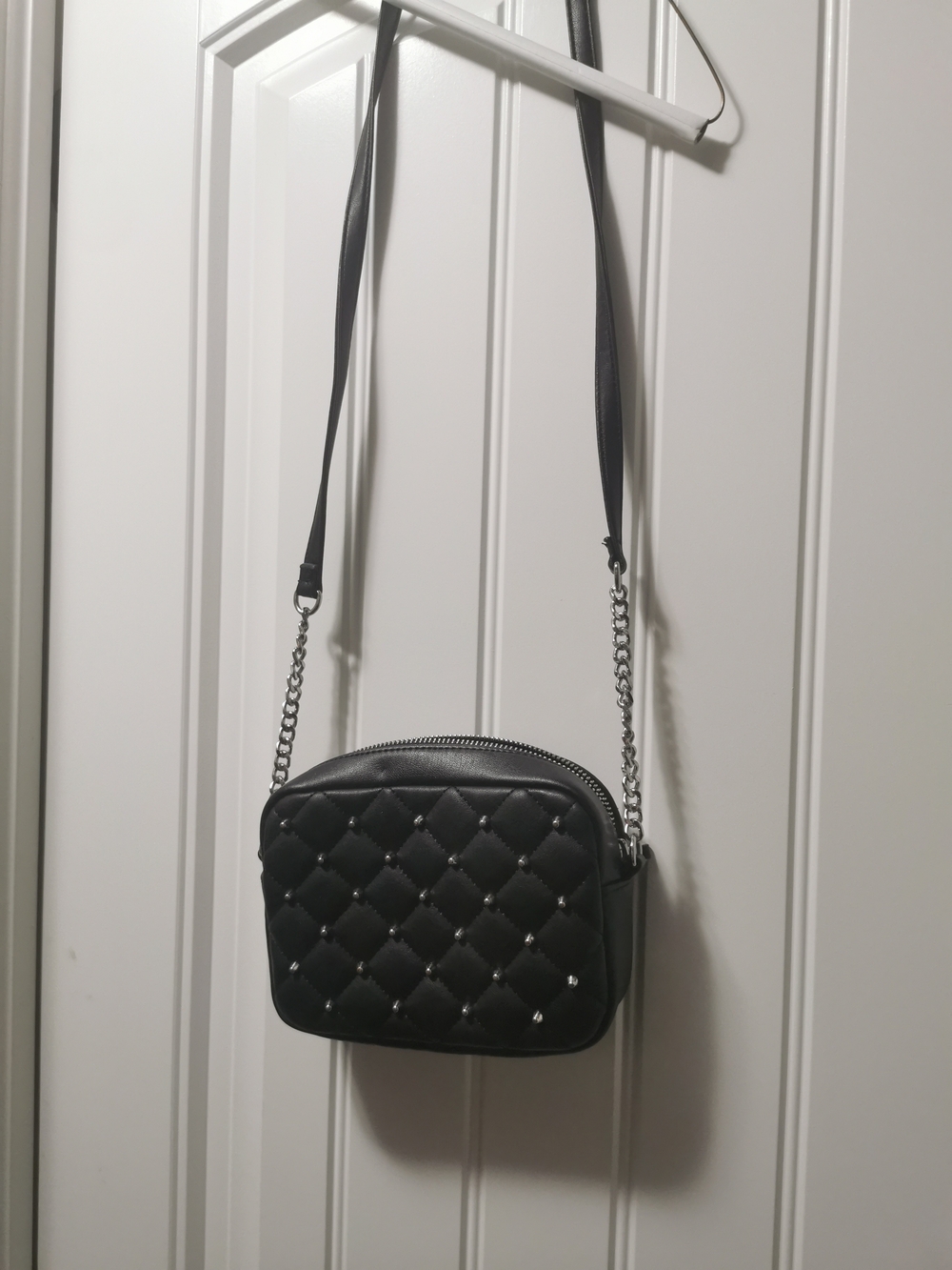 Rebecca Minkoff Black Quilted Crossbody with Silver Chain